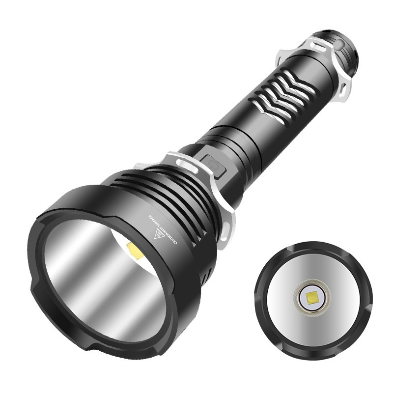 Lithium battery Led Flashlight Strong Spotlight Power Display Flashlight Waterproof and Anti-fall Torch