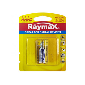 Raymax Factory Supply  Battery AAA LR03  2pc-pack 1.5v  super alkaline  aaa  batteries wholesale