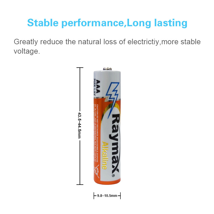 Raymax Wholesale 1.5v  Long Life  LR03 AAA Portable  Alkaline Battery For Digital Audio Toys