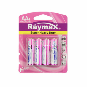 Raymax High Quality  R6 1.5v battery  900mAh Size AA Zinc Carbon heavy duty dry battery for remote control