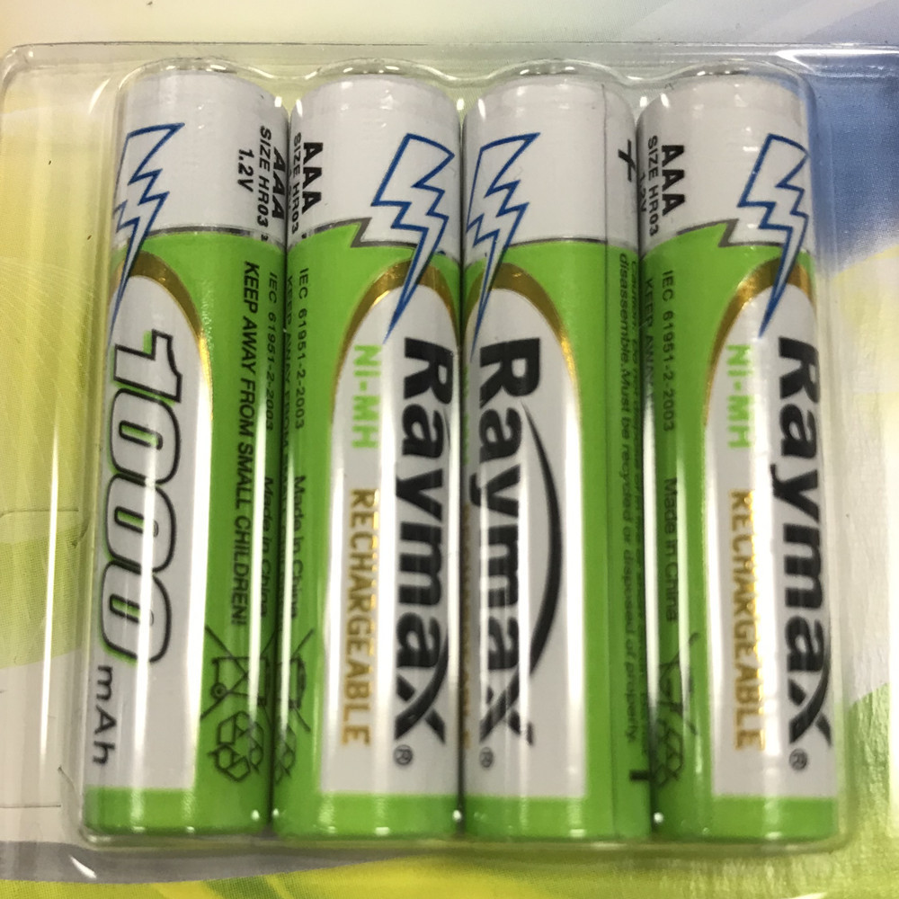 Raymax  OEM  High Quality 1.2 volt  nimh aaa 1000mah Battery Rechargeable Batteries for Camera