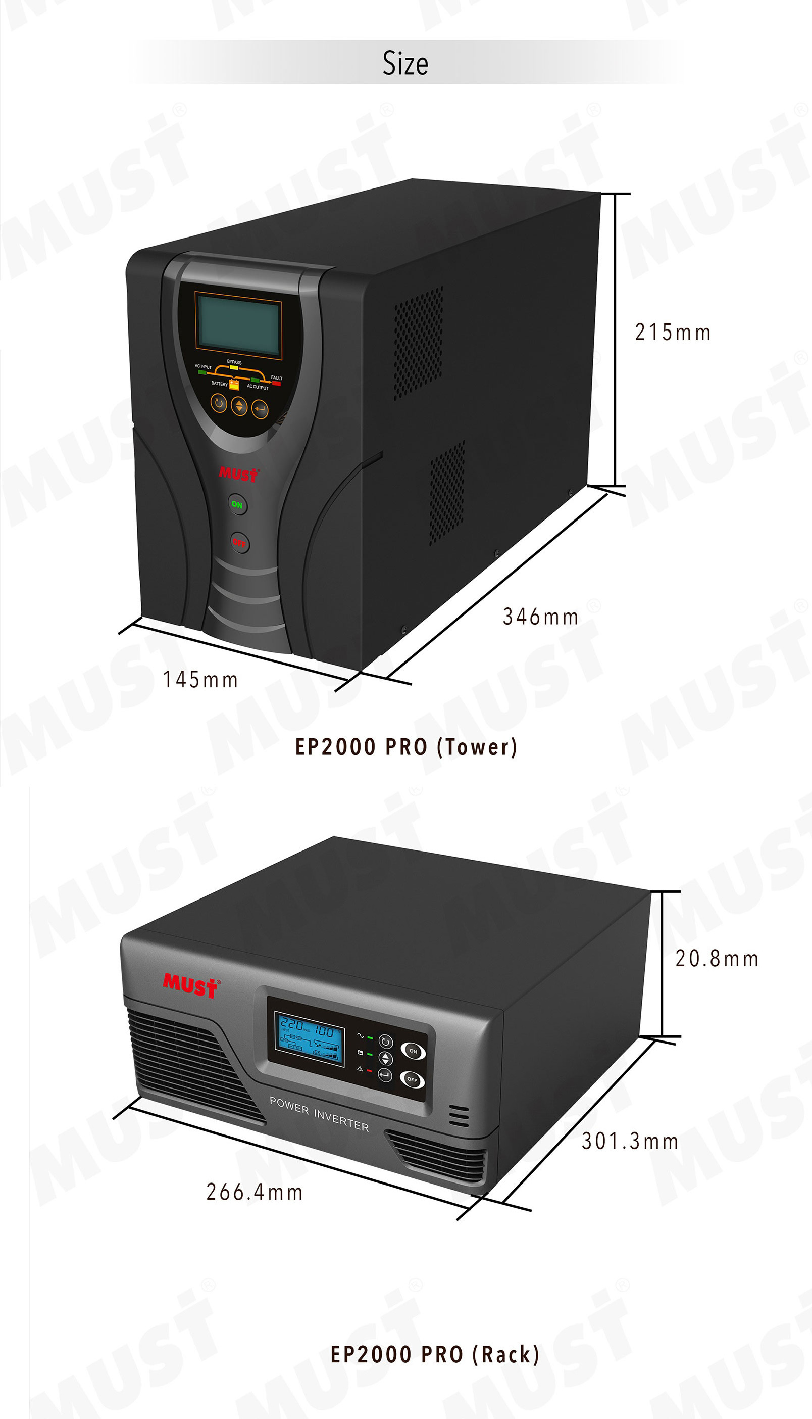 Must Power Inversor 300W 600W 800W 1000W Pure Sine Wave Inverter 12V 24V TO 110V 220V dc to ac Low Frequency Inverter