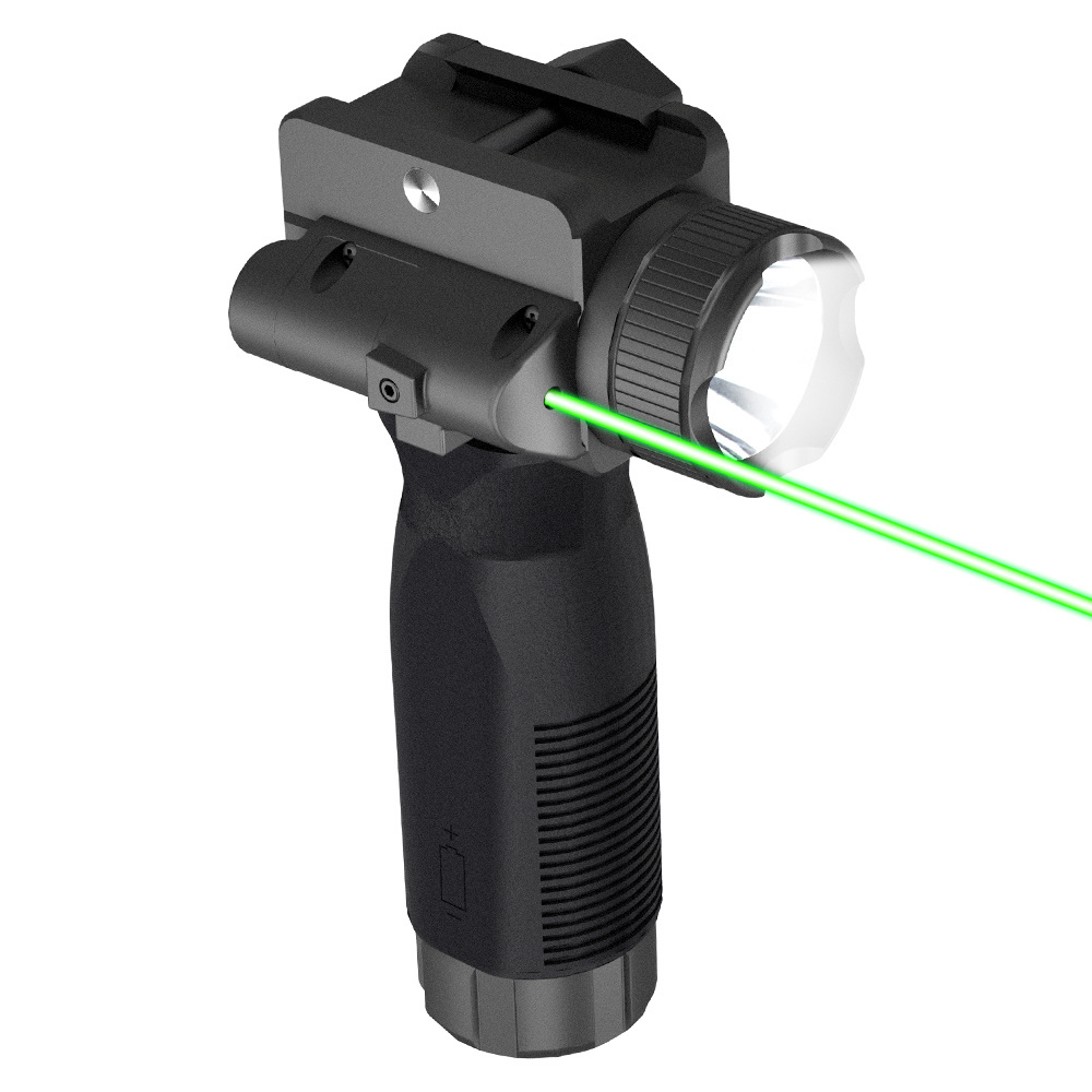 Grip Laser Scope Compact Rechargeable Hunting LED Light Flashlight with Green Laser Sight Combo