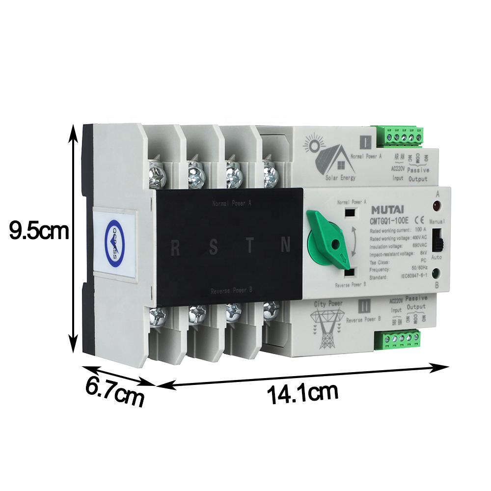 10A 16A 20A 25A 32A 40A 50A 63A 80A 100A Photovoltaic Automatic Transfer Switch PV 4 Pole ATS for Solar System