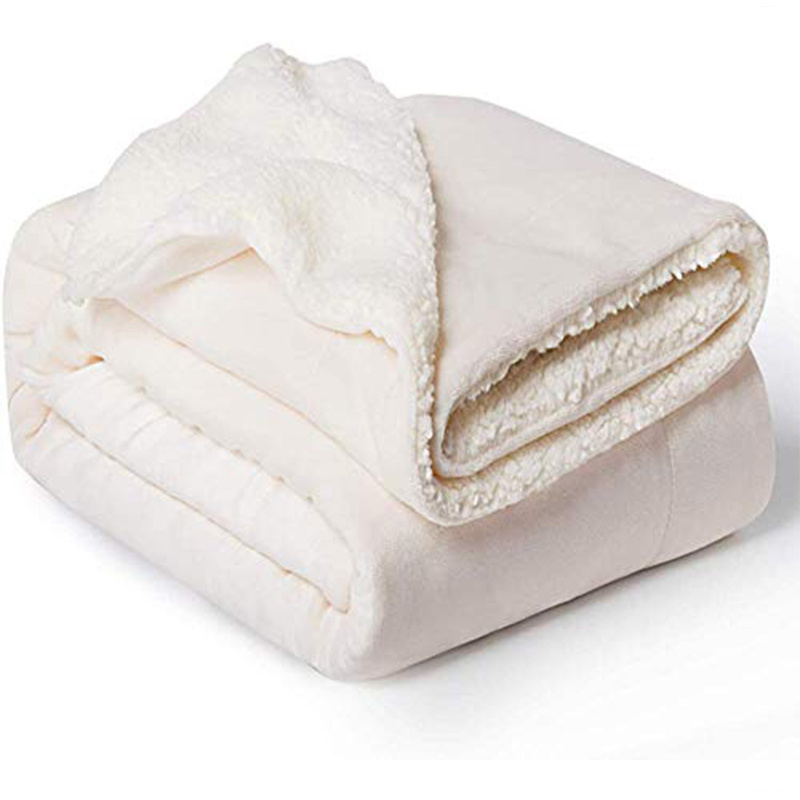 Wholesale Winter Cozy Soft Warm Custom Fleece Velvet Sofa Bed Blankets Throw All Season Solid Color Flannel Sherpa Blankets