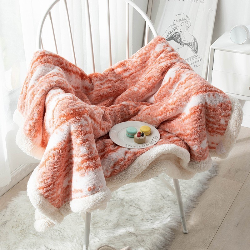 New Design Coral Sherpa Fleece Bed Sofa Throws Blankets Indoor Custom Size