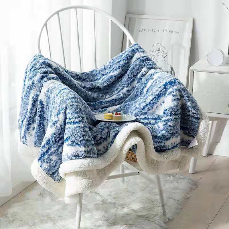 New Design Coral Sherpa Fleece Bed Sofa Throws Blankets Indoor Custom Size