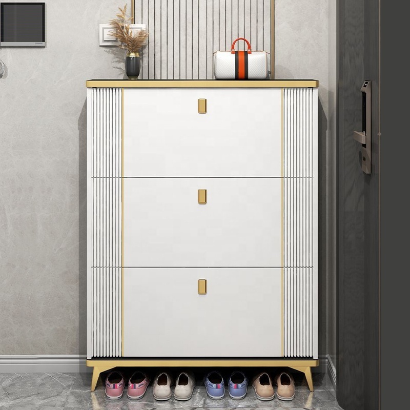 Easy to install home furniture luxury wooden tall flip shoe cabinet storage home shoe cabinet rack for home living room