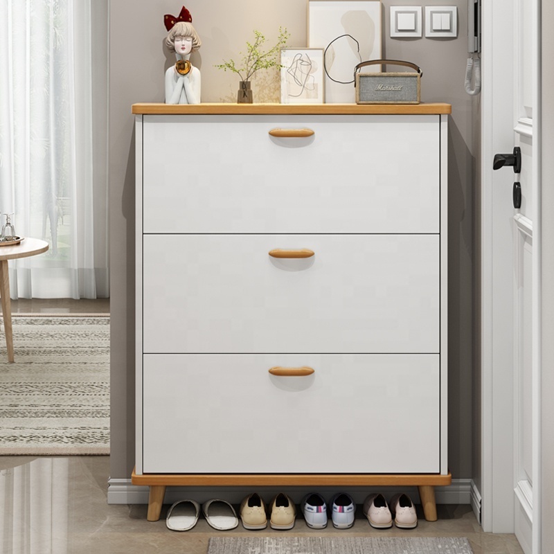 Wholesale Flip-Drawers Shoe Cabinet Cupboard Narrow Shoe Cabinet for home hallway entryway Wooden Furniture Large Storage