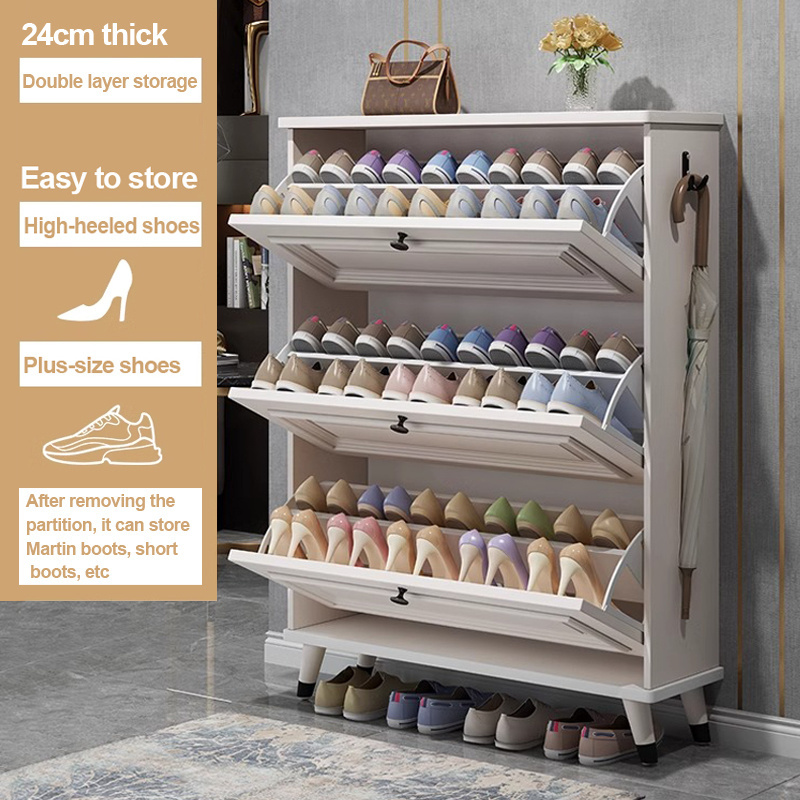 Modern simple Large capacity white shoe cabinet storage space saving for home use shoes racks and cabinet