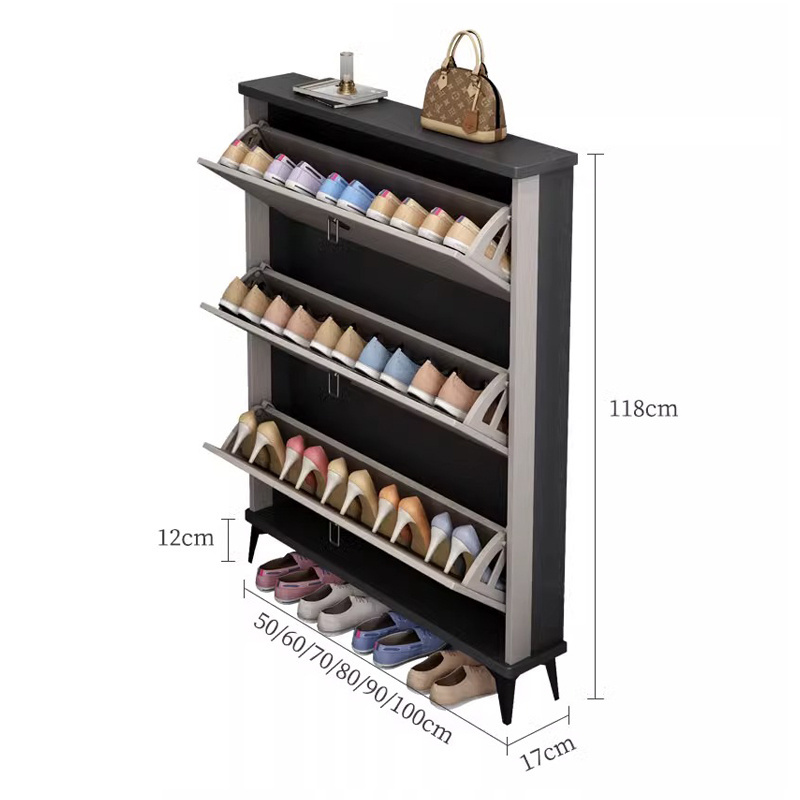 luxury modern wooden home entrance Living Room Entryways furniture organizer storage tipping bucket thin shoes rack cabinet