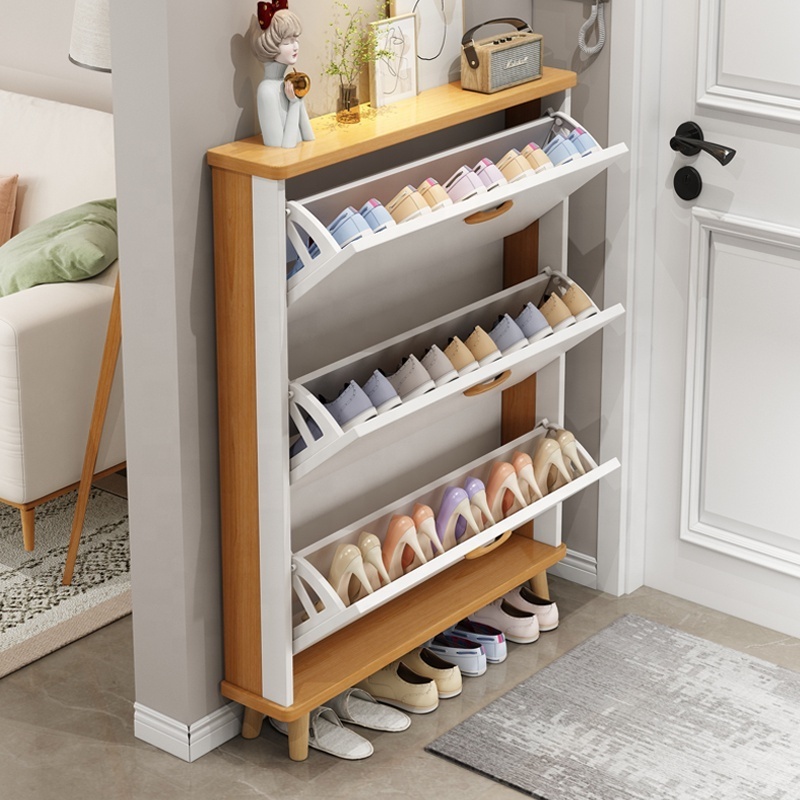 New Design Hot Sale Cheap shoe cabinet with 3 flap drawers and storage shelf Wooden Furniture for Living Room for Entryways