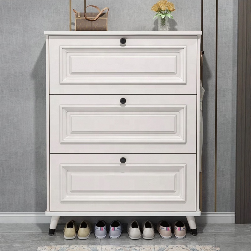 American style white Entry Way Entrance Hallway modern simple Shoe Cabinet Organizer light luxury multi-layer porch cabinet