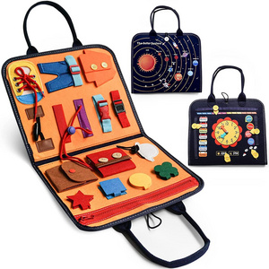 Kids Durable Solar System Clock Travel Sensory Activity Board Toddler Learn To Dress Basic Skills Felt Busy Board