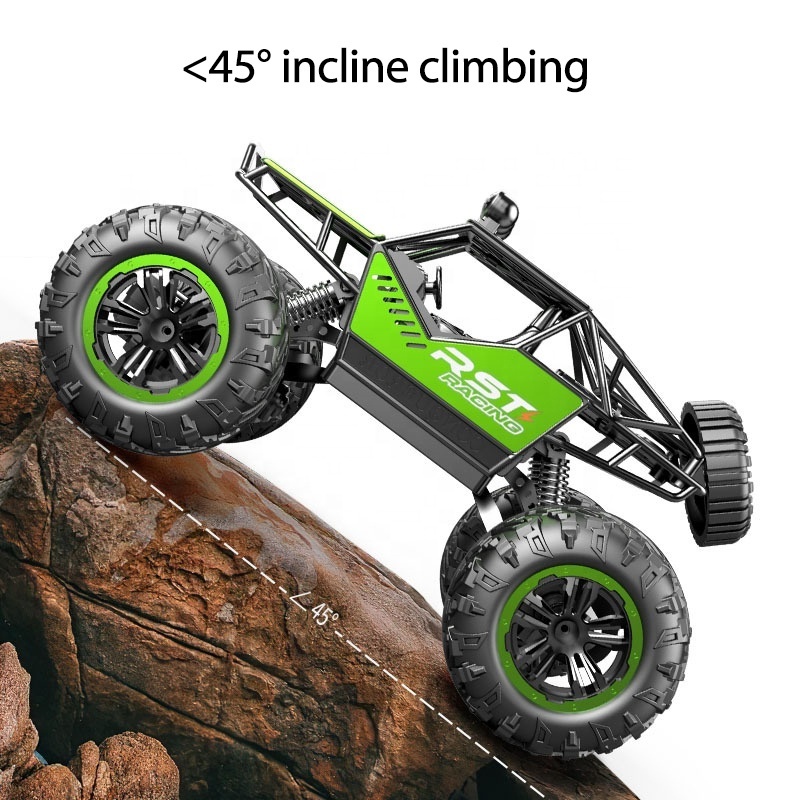 1:18 Scale Racing Rock Alloy Electric Climbing Vehicle Toy 4WD 27MHz Big Wheel Remote Control RC Off-road Car