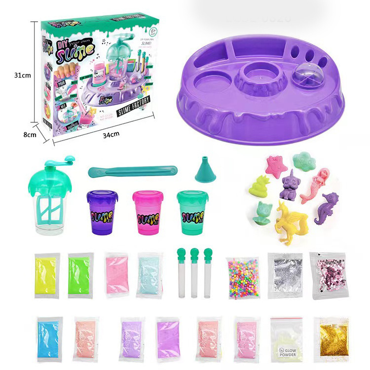 Fluffy butter playdough/slime set non-toxic crystal slime kit diy slime making kit stress relief toys for girls with charms