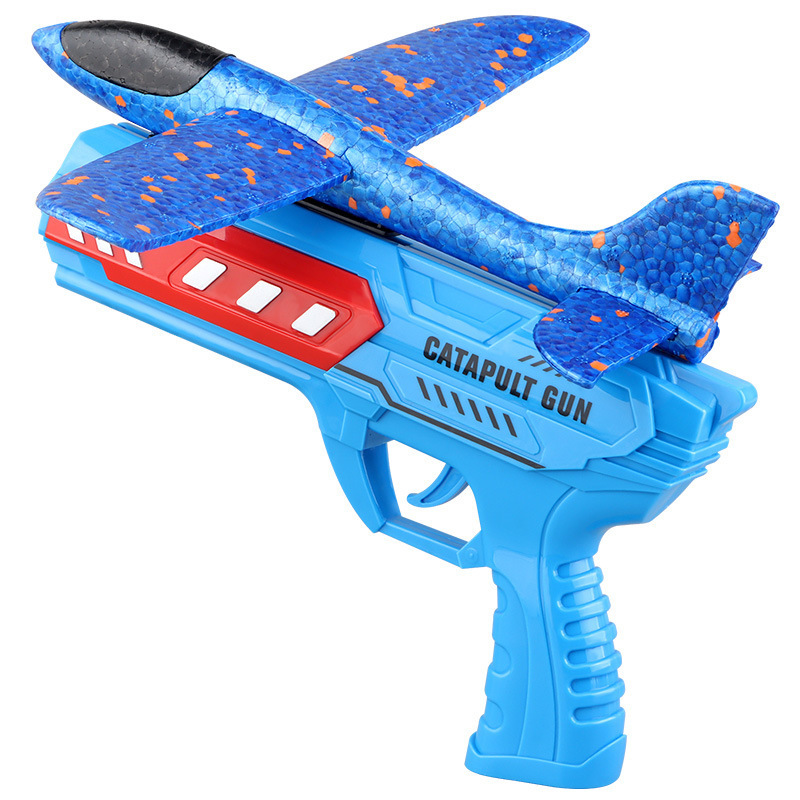 Children's Outdoor Toy Eva Foam Flying Gliding Plane with Lamp Pistol Ejection Aircraft Fly Airplane Launcher Gun Toy  for kids