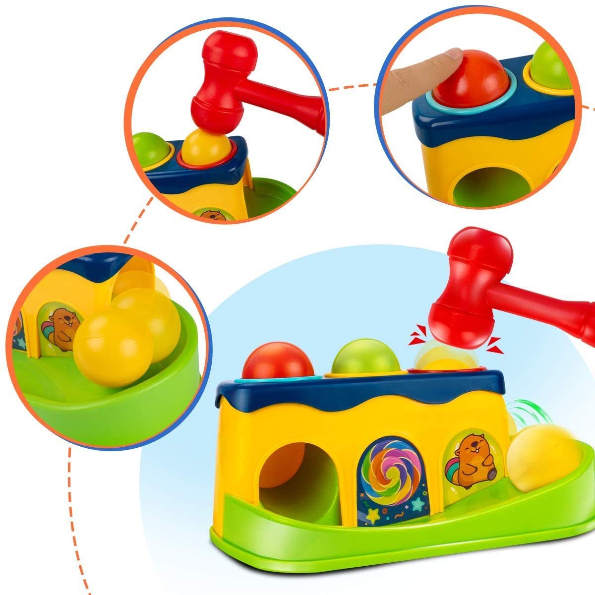 Hammer and Ball Drop Toys Pound a Ball Game Toys for Infant Kids STEM Educational Toy for Toddler