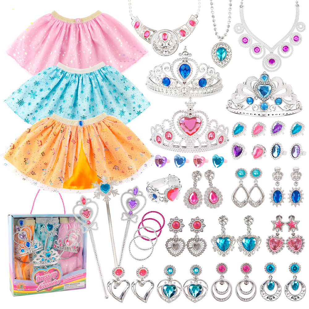 Children's little angel show dress up pretty skirt Angel stick Princess crystal shoes Crown Princess jewelry set toy