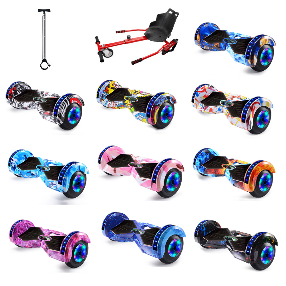 8 Inch LED Light Electric Self Balancing Scooter Go Kart Handle Cheap Two Wheel Smart Balance Hoverboard With Handle