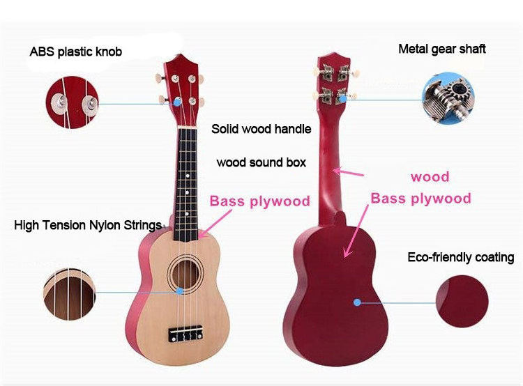 23 Inch Small Guitar Four String Wooden Ukulele For Professional Beginners Adults Kids Kit Toy Colorful Custom Ukulele