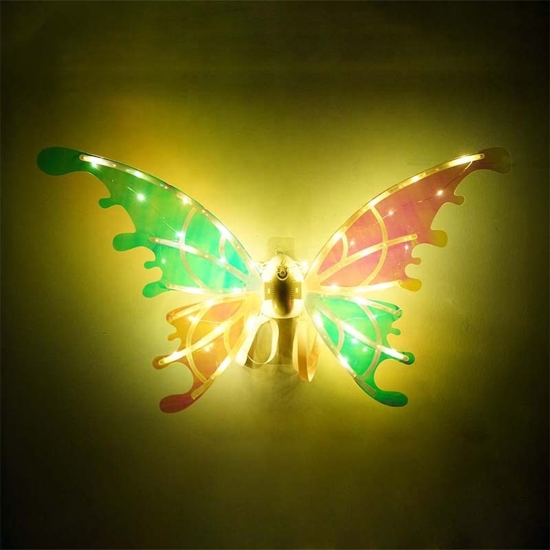 Girls Electrical Butterfly Wings With Music Lights Glowing Shiny Dress Up Moving Fairy Wings For Birthday Wedding Christmas