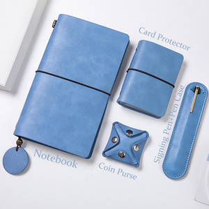 Custom Print Notepad For Business Office School Stationery Set Supplies PU Leather Cover Scrapbook Notebook Box Set With Pen