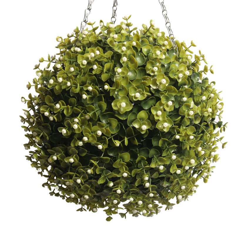 Factory directly round artificial topiary plastic plants grass ball boxwood outdoor topiary balls for wall hanging ornament