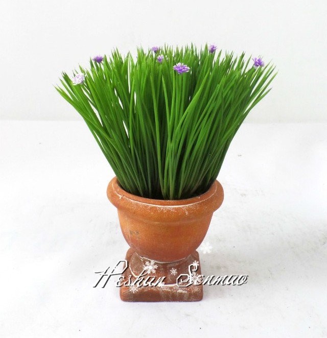 wholesale artificial onion grass bonsai decorative plastic onion grass potted with flower