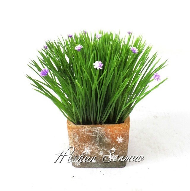 wholesale artificial onion grass bonsai decorative plastic onion grass potted with flower