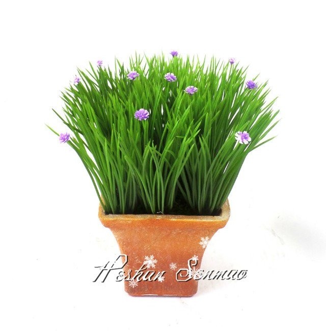 wholesale artificial onion grass bonsai decorative plastic onion grass potted with flower