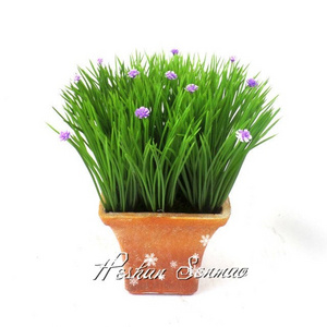 wholesale artificial onion grass bonsai decorative plastic onion grass potted with flower