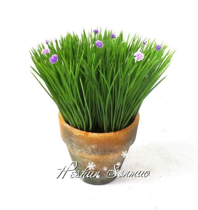 wholesale artificial onion grass bonsai decorative plastic onion grass potted with flower