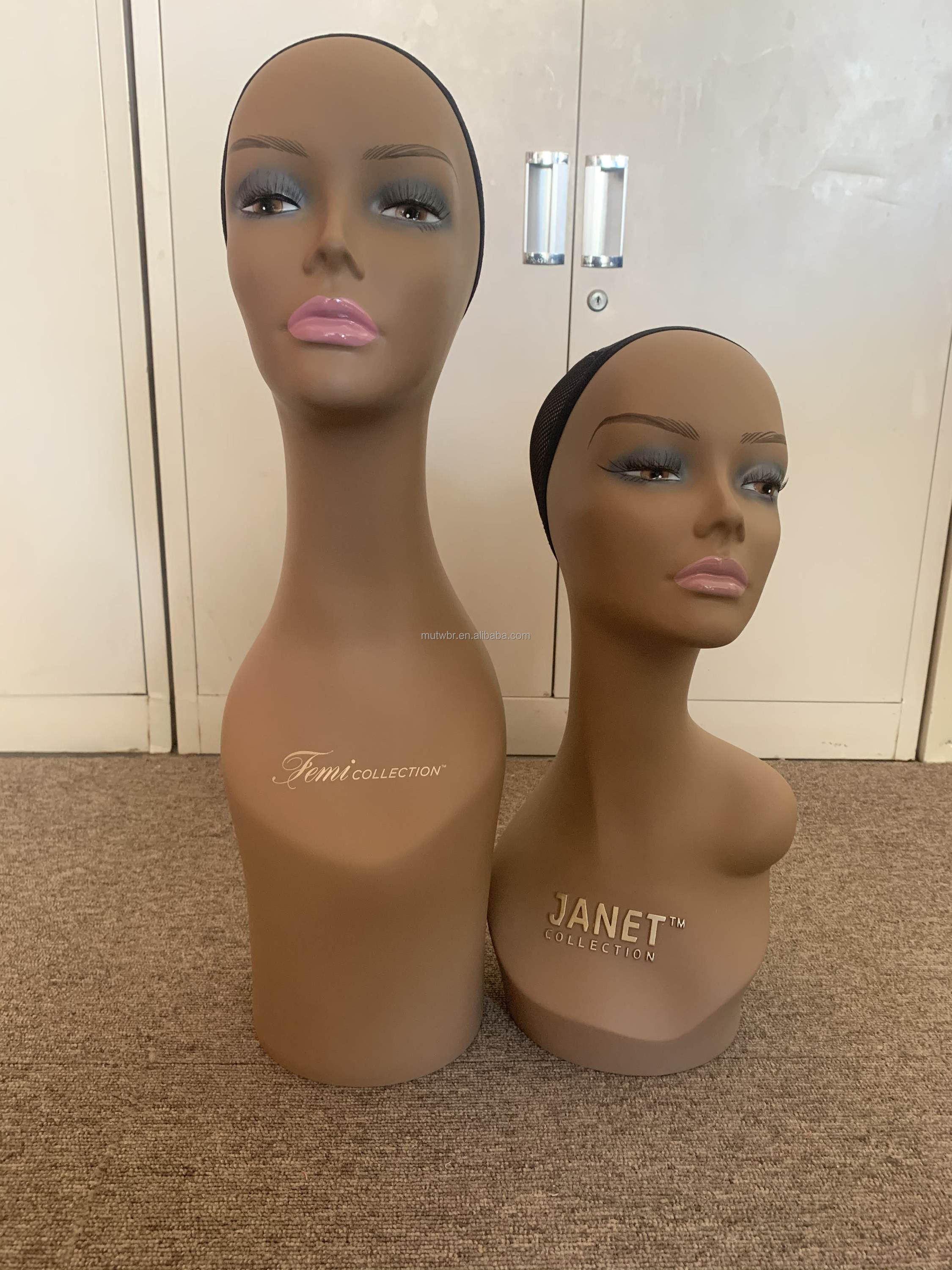 Hot Sale pvc mannequin for jewelry wig display Makeup Face Realistic Female mannequin head with shoulders mannequin head