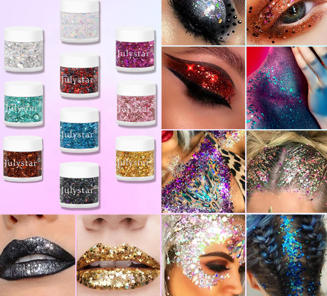 Body Glitter Glow Shimmer Face Mist Liquid Setting Spray Toners Waterproof Customize OEM Makeup Package Shelf Skin