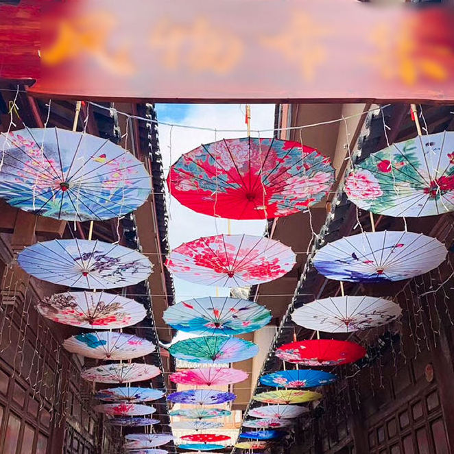 New Style Hot Selling Japanese Umbrella Ceiling Decoration Craft Paper Parasols Bamboo Handle Umbrella For Classical Dance