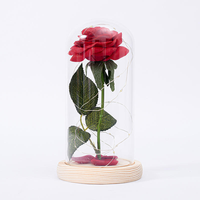 Eternal Life flower glass cover wholesale gold foil rose luminous glass cover Valentine's Day Christmas creative gift