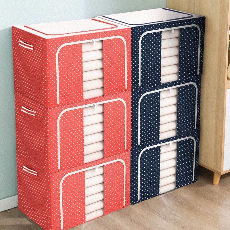 Clothing storage and organization Folding Oxford Fabric Clothes Steel Frame Storage Organizer Box Foldable Storage Bag For Cl