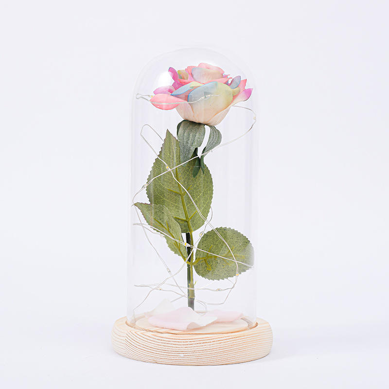 Eternal Life flower glass cover wholesale gold foil rose luminous glass cover Valentine's Day Christmas creative gift