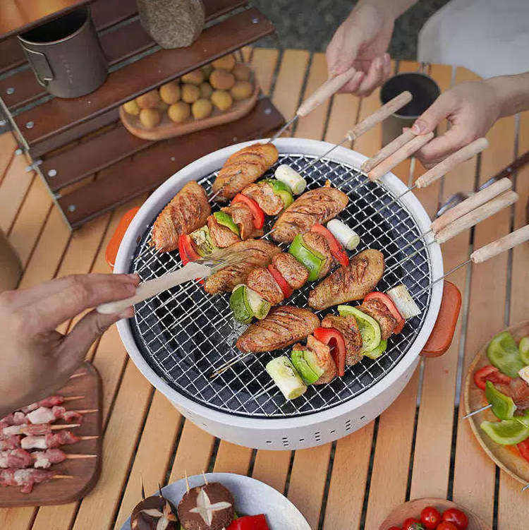 Home Courtyard Oven Indoor Tea Cooking Charcoal Fire Round Barbecue Oven Outdoor Carbon Fire Grill Patio Brazier Grill