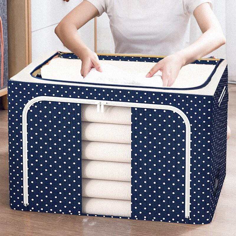 Clothing storage and organization Folding Oxford Fabric Clothes Steel Frame Storage Organizer Box Foldable Storage Bag For Cl