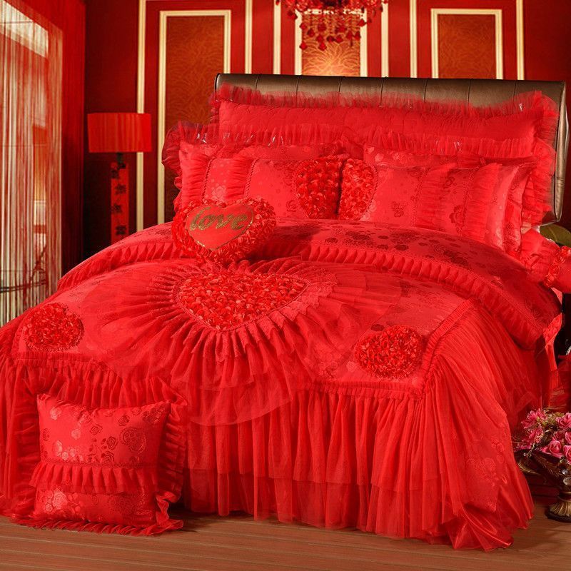 Hot sale Home wedding Embroidery Polyester Blend Lace Set Bedspread Bedding Set