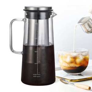 Cold Brew Coffee Maker Premium Quality Glass Carafe with Airtight Stainless Steel Lid Hot or Iced coffee tea pot