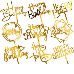 New Product Factory Supplier Acrylic Cake Topper Happy Birthday Wedding Party Cupcake Toppers