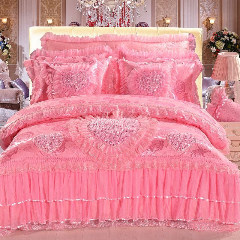 Hot sale Home wedding Embroidery Polyester Blend Lace Set Bedspread Bedding Set