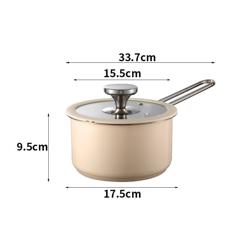 Korean Style Kitchen Wear White Cooking Pots Pans Set Stainless Steel Casserole Cookware Set with Glass Lid