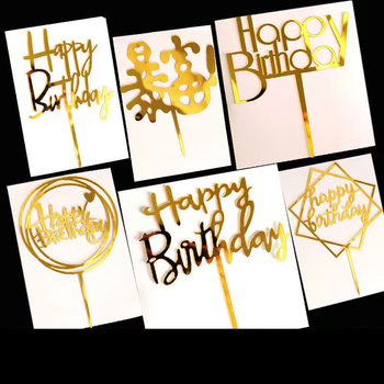 New Product Factory Supplier Acrylic Cake Topper Happy Birthday Wedding Party Cupcake Toppers