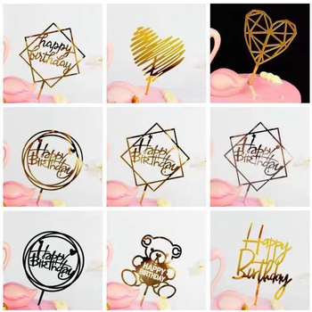 New Product Factory Supplier Acrylic Cake Topper Happy Birthday Wedding Party Cupcake Toppers