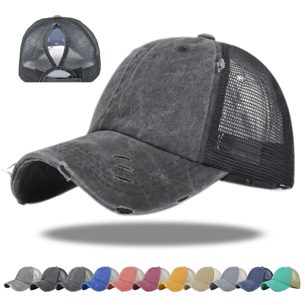 Summer Outdoor Hat Female Ponytail Baseball Mesh Capes Cotton Rear Opening Sunshade Sun Hat Without Cc Standard Capes