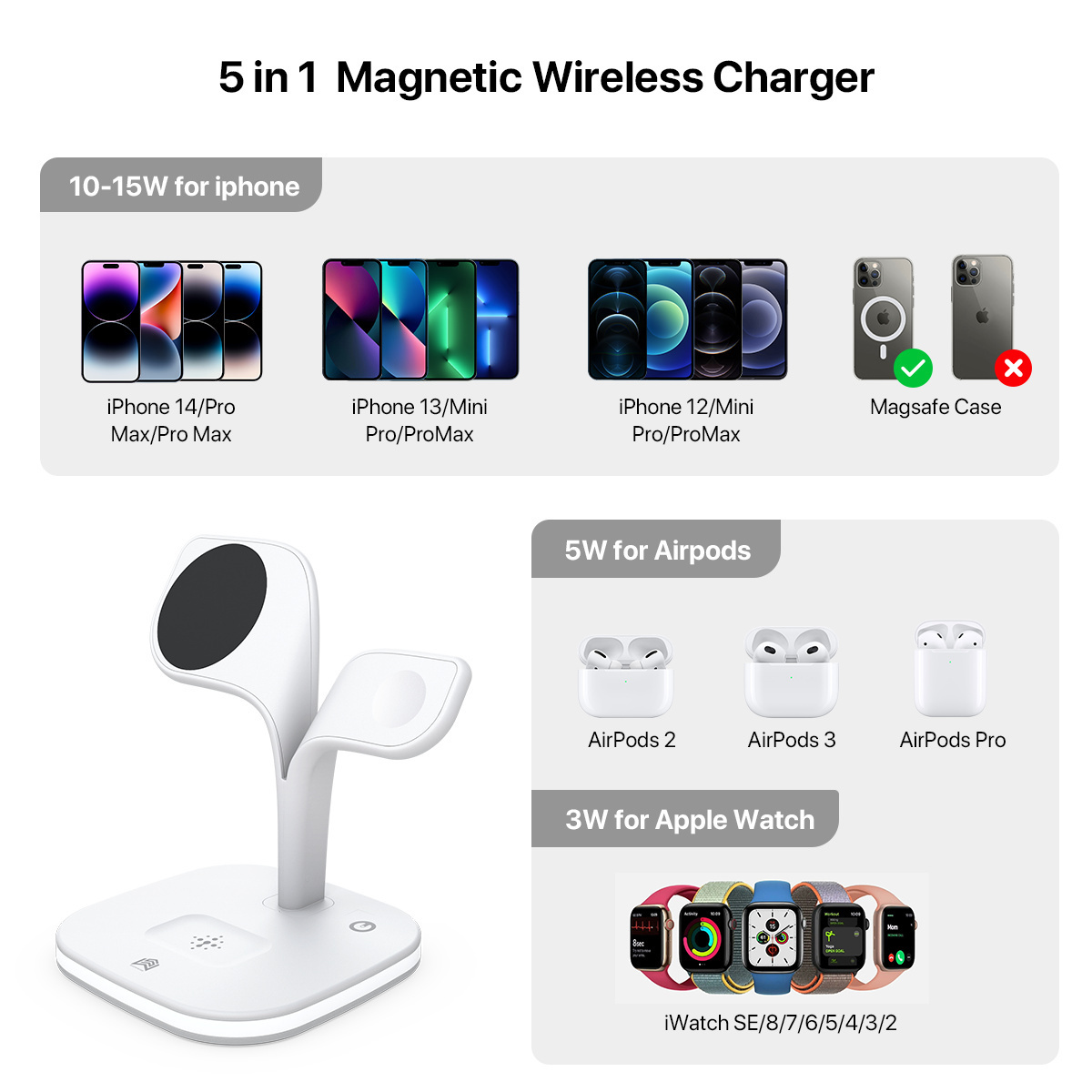 3 in 1 portable wireless charger 2 in 1 wireless charger fast charging phone holder rohs wireless charger with led lamp UD22